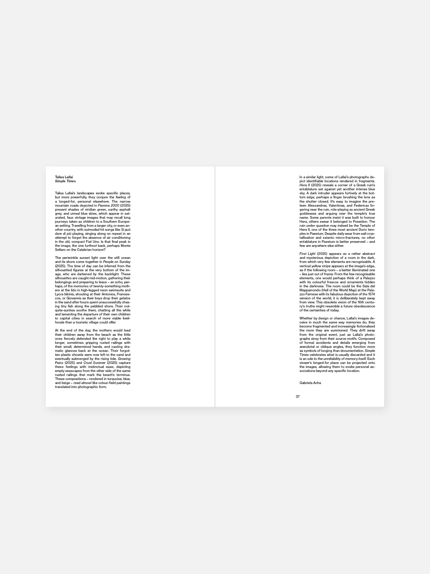 Talisa Lallai: Simple Times